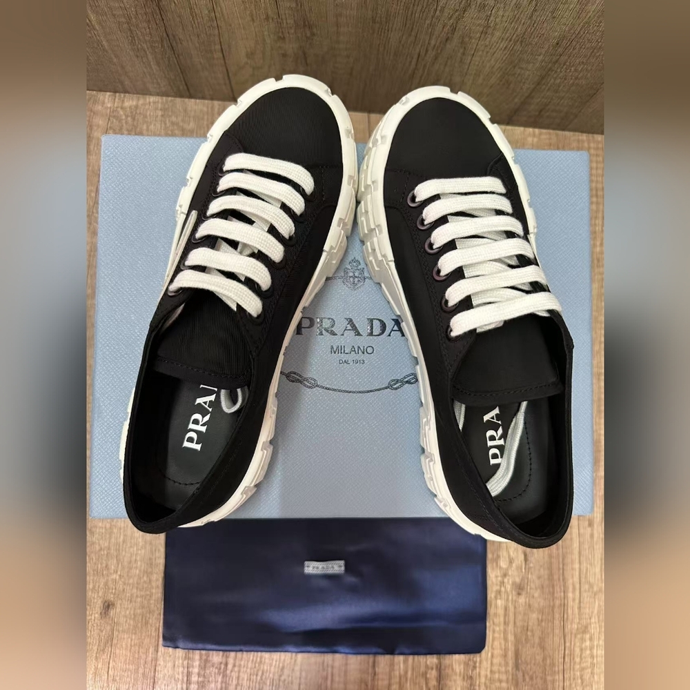 Prada Women's Black and White Sneakers - Picture 3 of 6